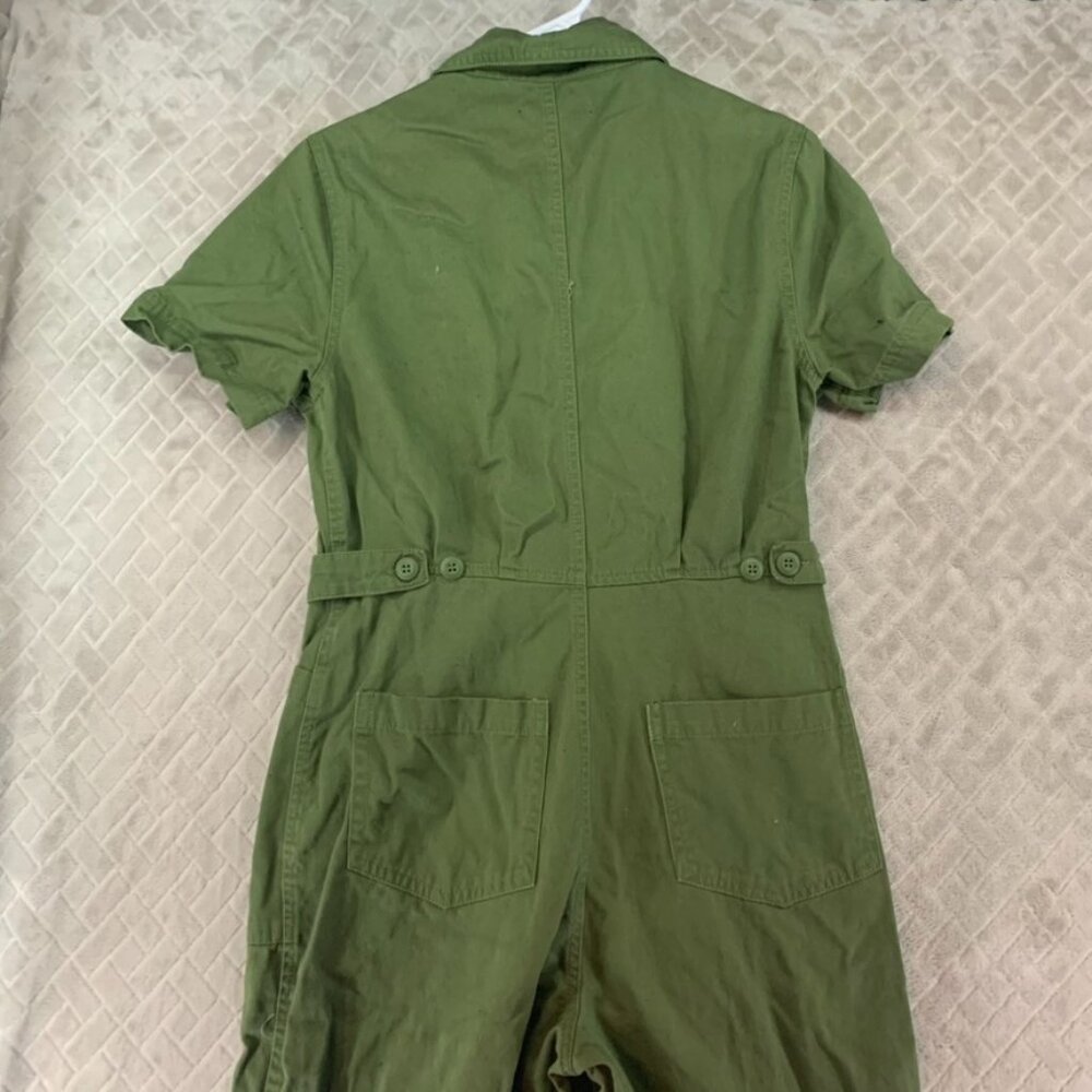 Forever 21 Jumpsuit Womens Medium Army Green Short Sleeve Wide Leg - Picture 12 of 14